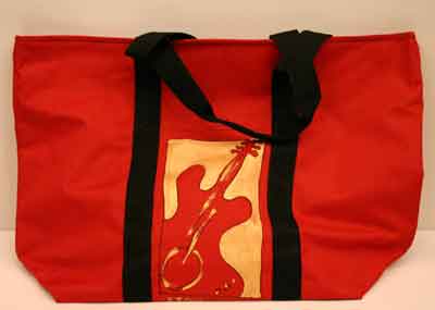 Hand-painted Zippered Guitar Tote Bag